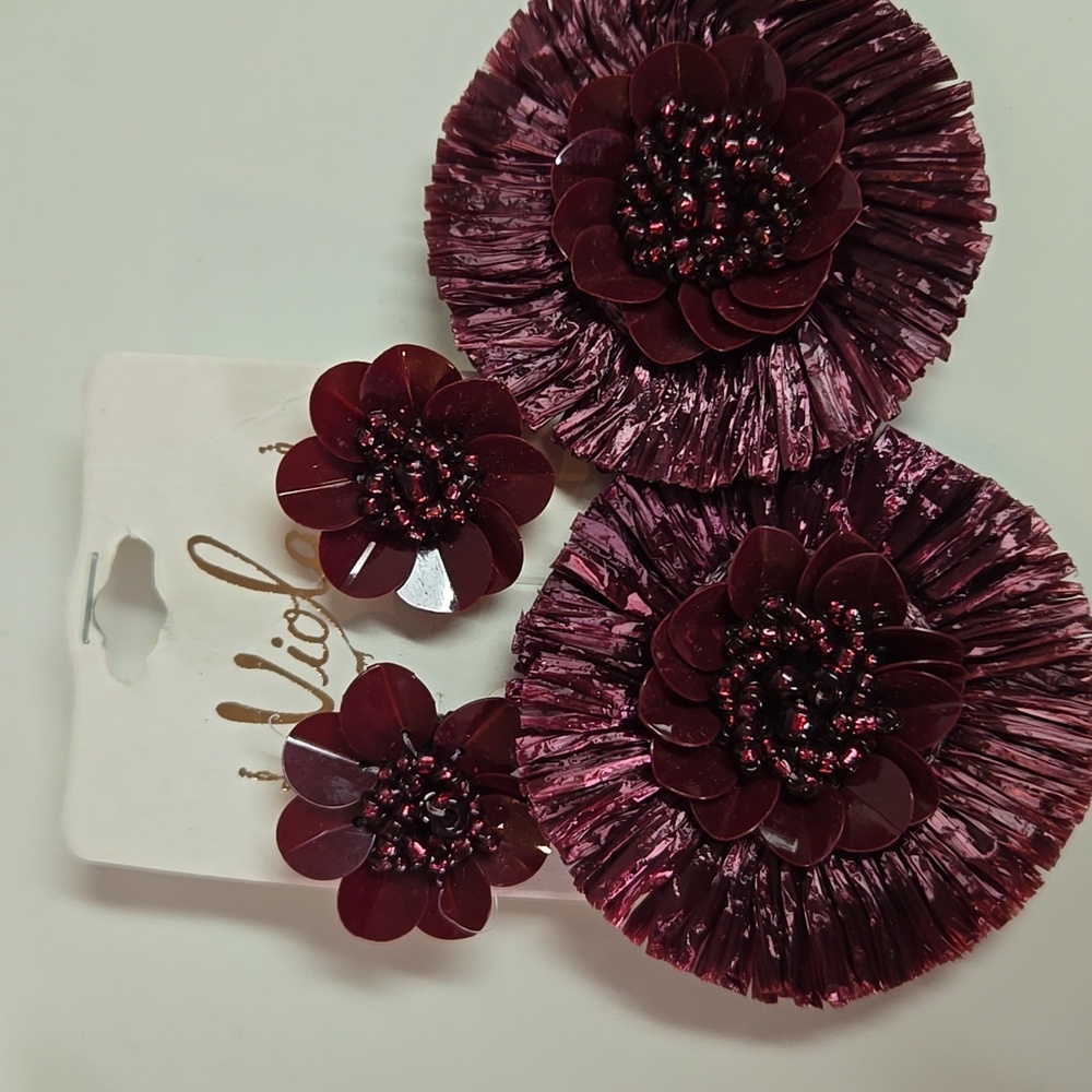 Viola Elegant Floral Earrings In Deep Purple